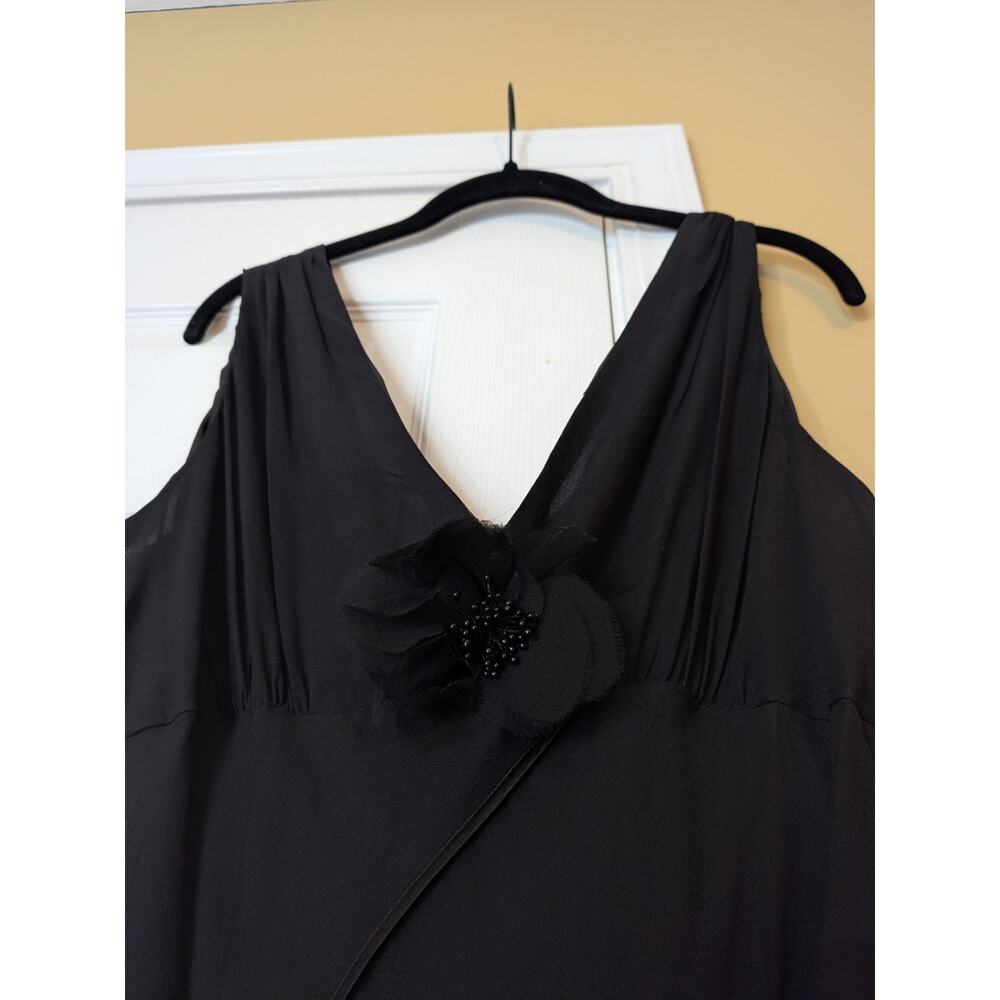 Robbie Bee Y2K Silk Black Maxi Dress Size 16 Assymetrical Hem Whimsical Fairy - Picture 4 of 9